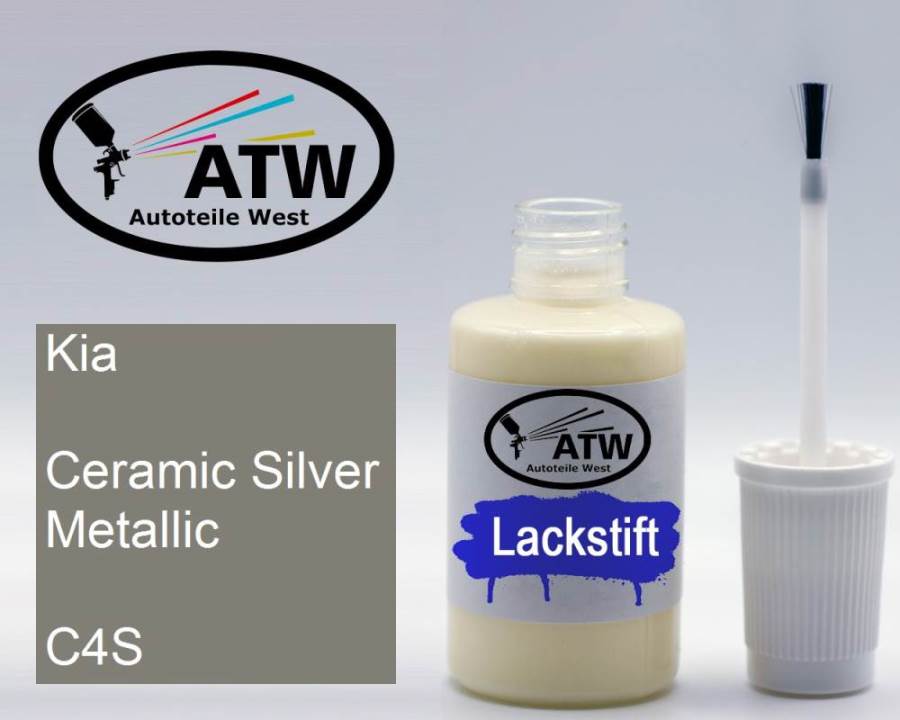 Kia, Ceramic Silver Metallic, C4S: 20ml Lackstift, von ATW Autoteile West.